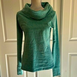 Athleta Heather Green Cowl neck Lightweight Active Sweatshirt